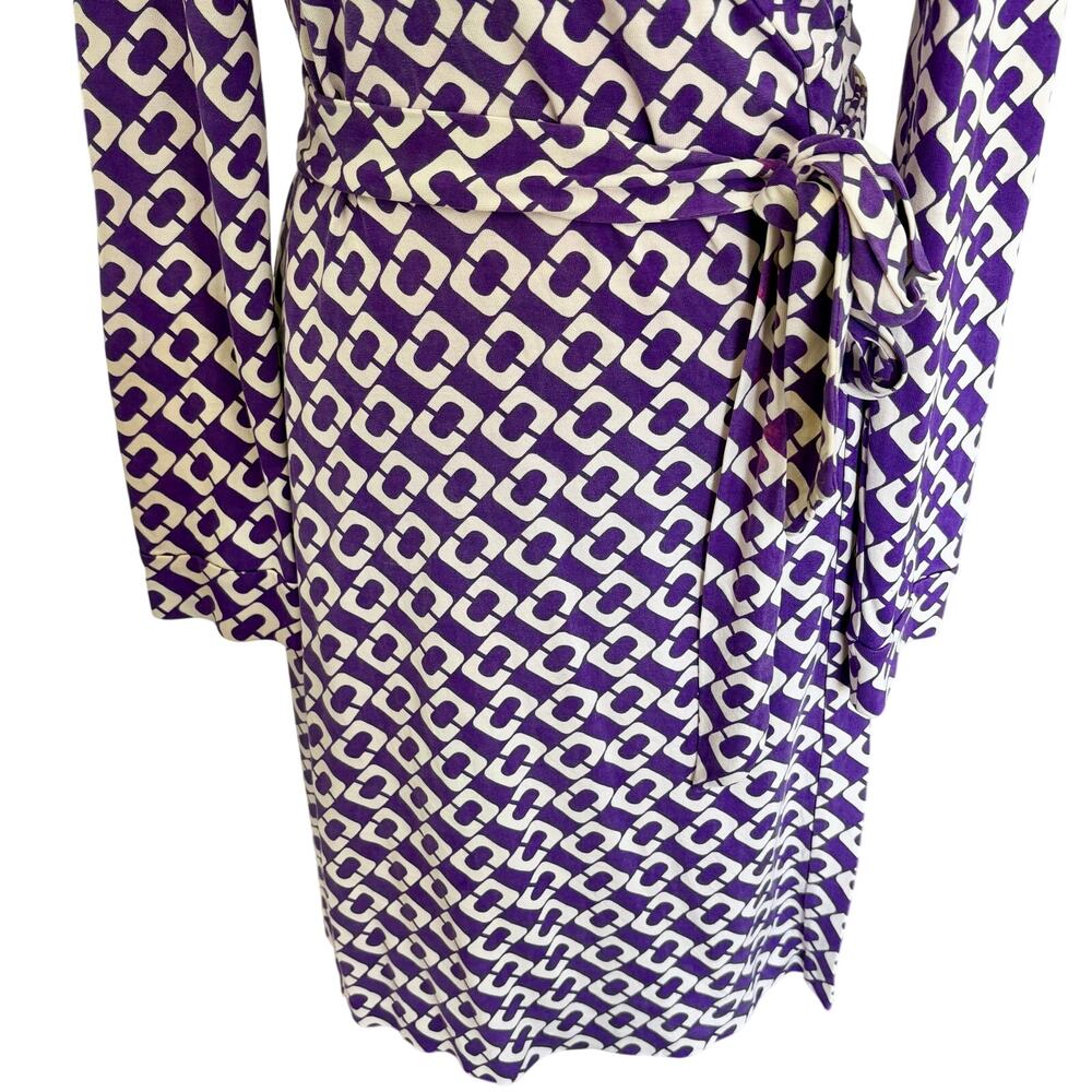 Vintage Diane von Furstenberg Y2K 100% Silk Iconic Wrap Dress Chain Print Luxury - Picture 5 of 9